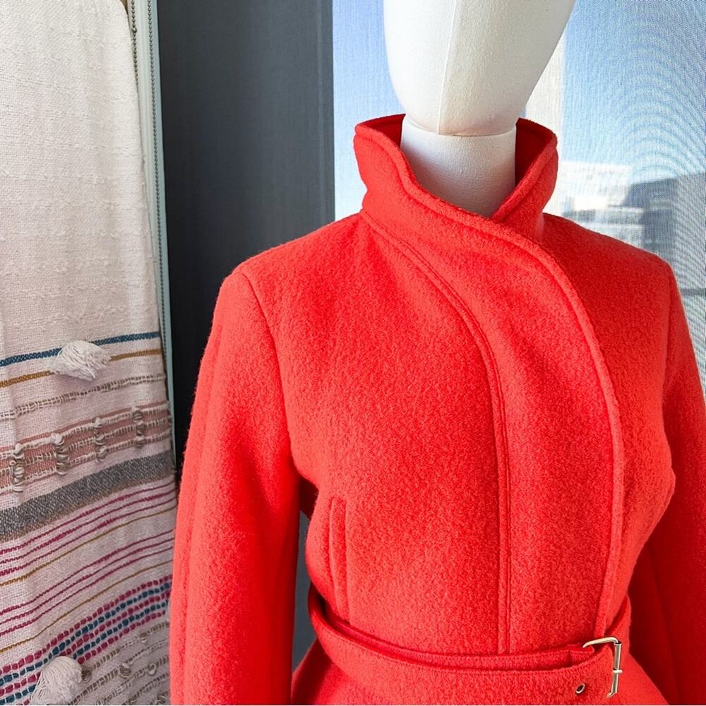 Kenzo Orange 100% Wool Peplum Style Full Zip Short Coat Women’s Size 38 US Small - Picture 2 of 9